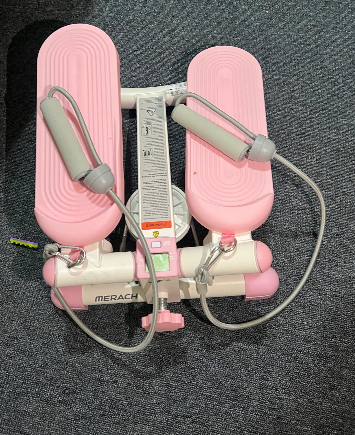 Merach Pink Mini Stepper with Resistance Bands 🥕