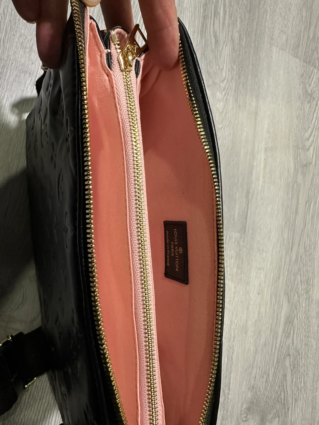 Louis Vuitton Black Embossed Leather Pochette Bag - photo 5
