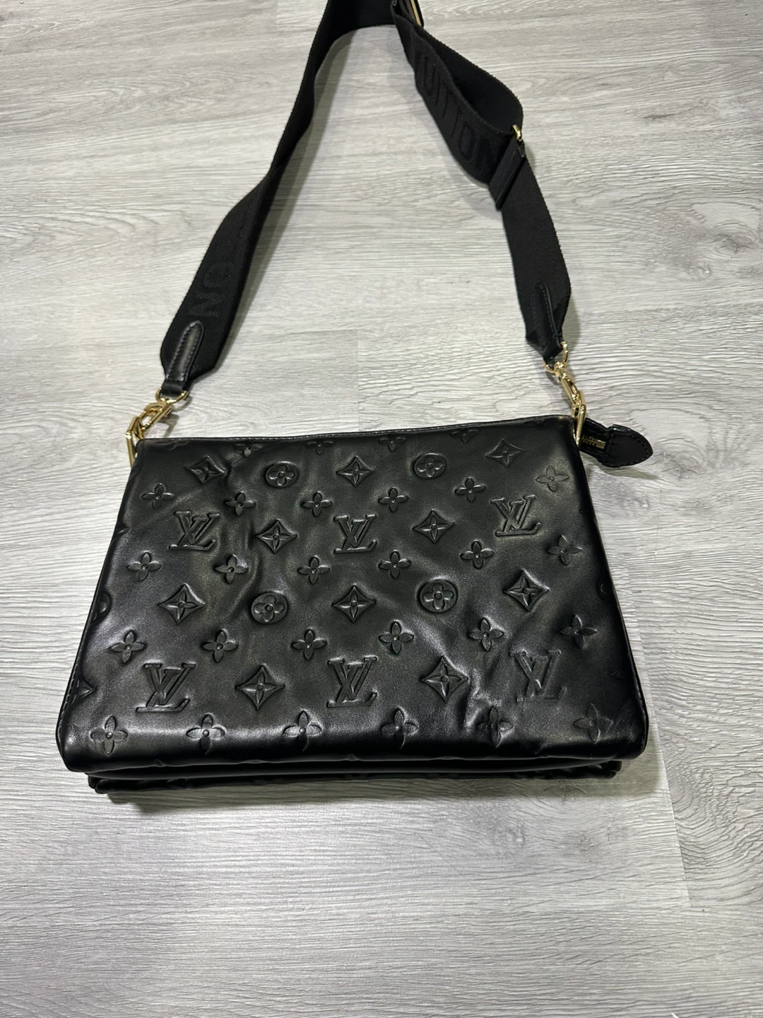Louis Vuitton Black Embossed Leather Pochette Bag