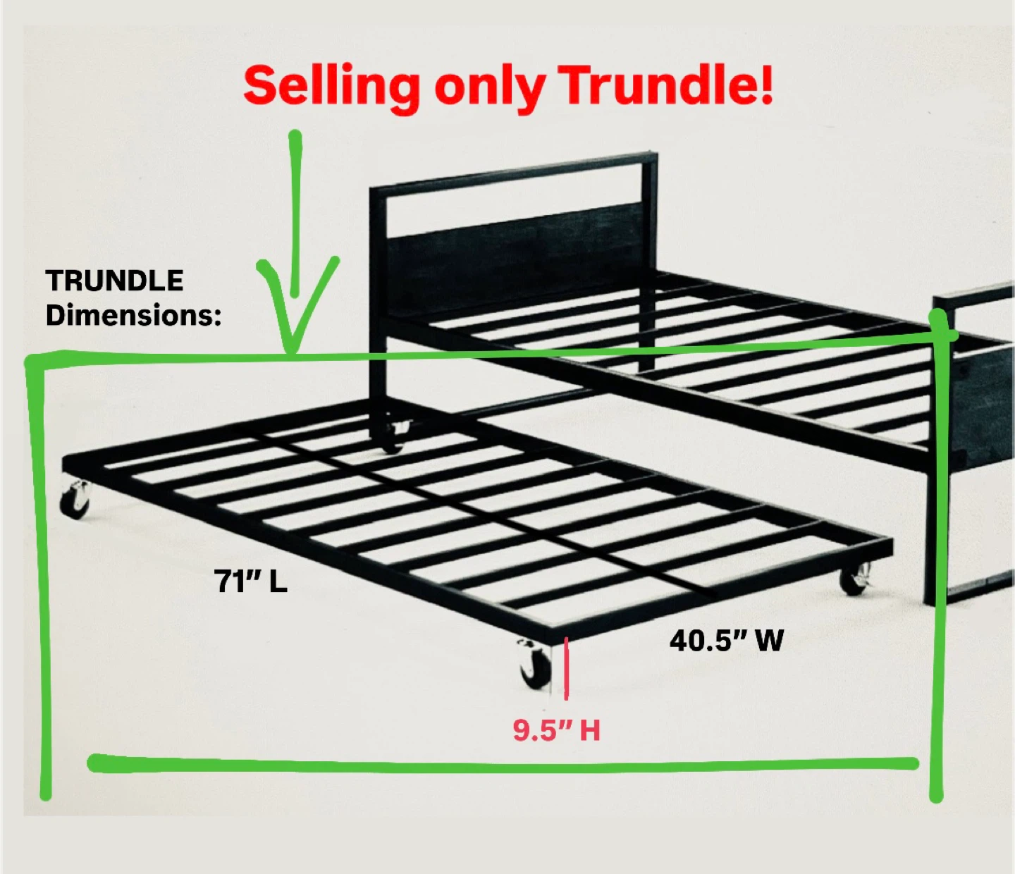 *NEW* TWIN metal Trundle