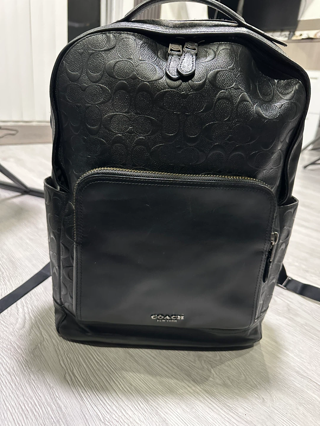 Coach Black Leather Backpack