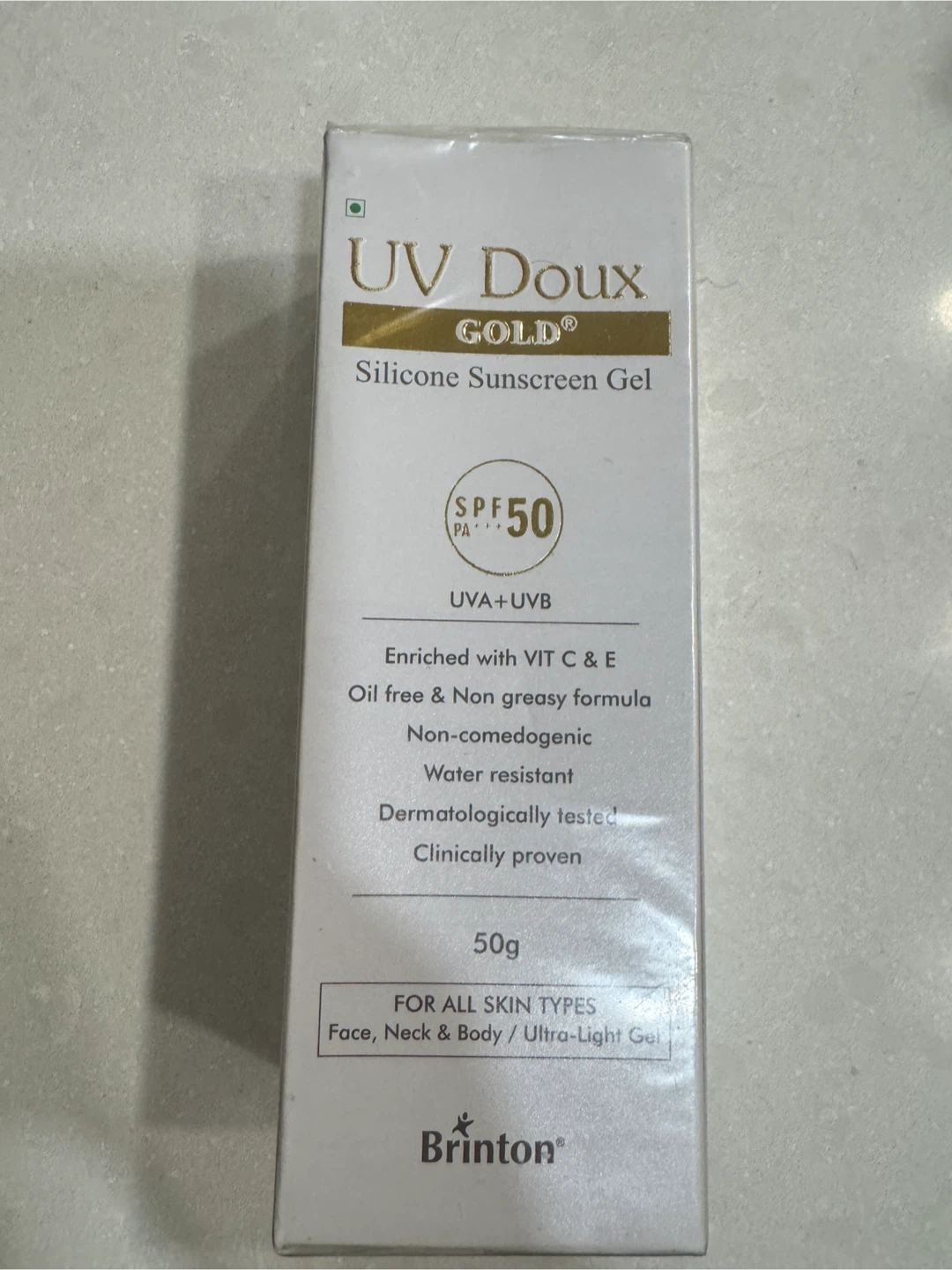 UV Doux Gold Silicone Sunscreen Gel SPF 50, 50g