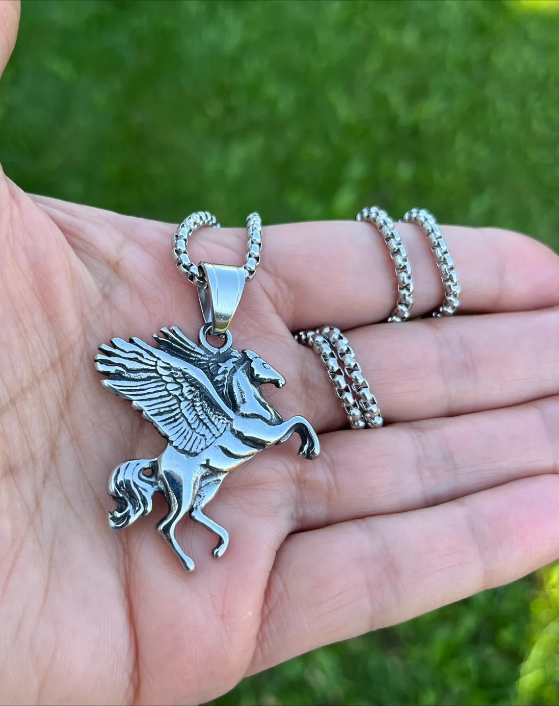 Flying horse Pendant Necklace - Stainless steel thumbnail