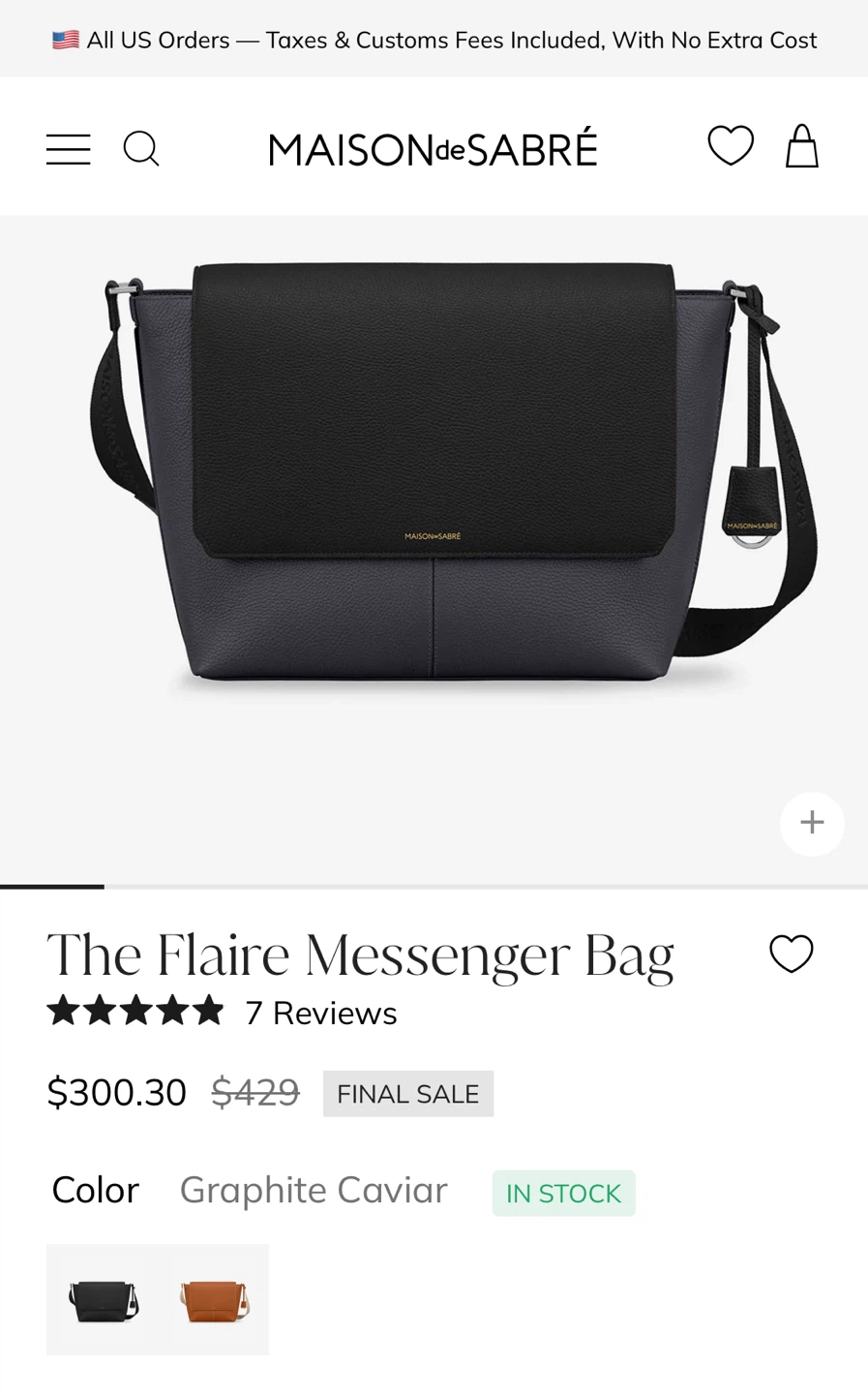 Maison de Sabre The Flaire Messenger Bag - Graphite Caviar