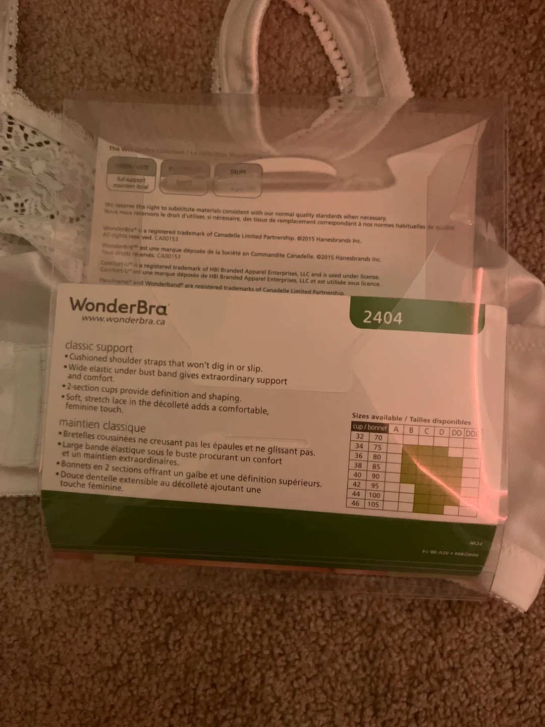 WonderBra Classic Support Wire Free Bra - 42DD White image indicator(4)