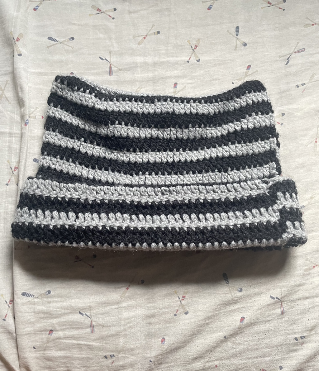 Handmade Crochet Cat Ear Beanie - Black & Grey - photo 2