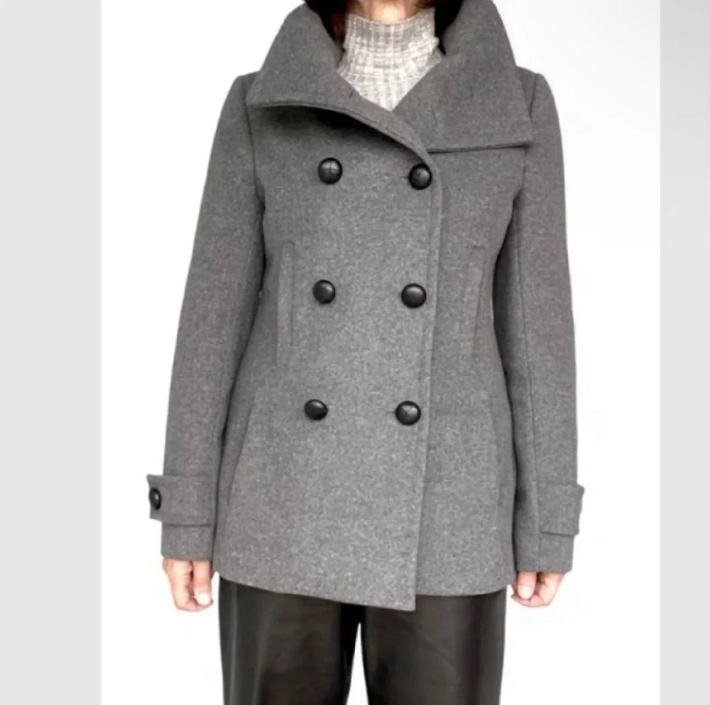 Aritzia Babaton Howell Double Breasted Peacoat | Charcoal Grey thumbnail