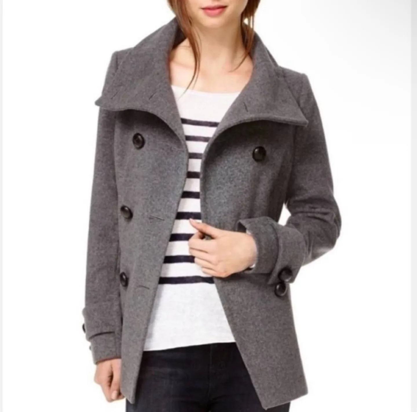 Aritzia Babaton Howell Double Breasted Peacoat | Charcoal Grey image indicator(2)