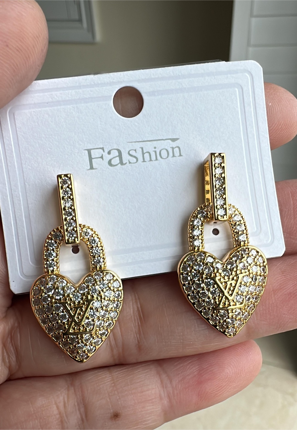 Fashion Gold Heart Earrings LV