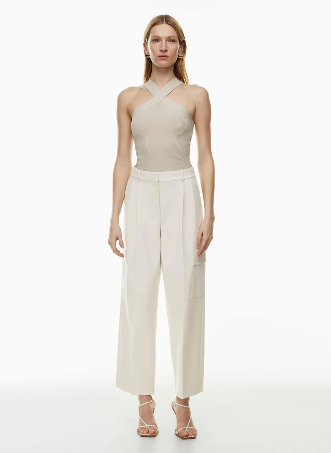 Aritzia Babaton Sculpt Knit Criss Cross Tank | Matte Pearl image indicator(2)