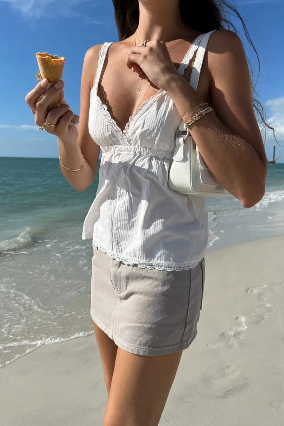 Brandy Melville Edith Lace Tank | White image indicator(2)