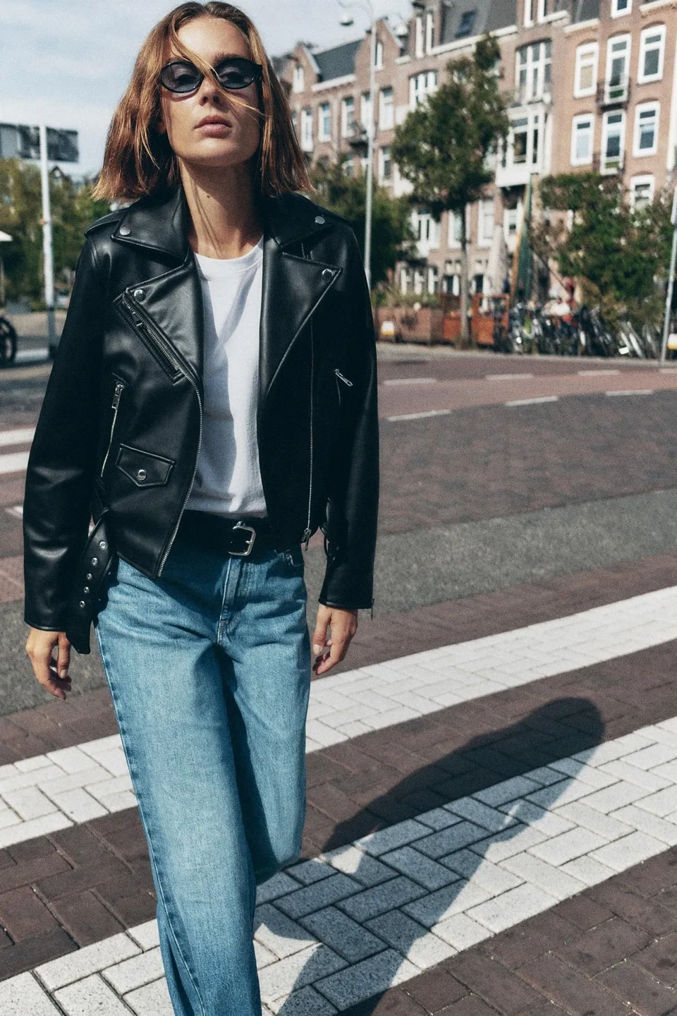 Zara Faux Leather Biker Jacket thumbnail