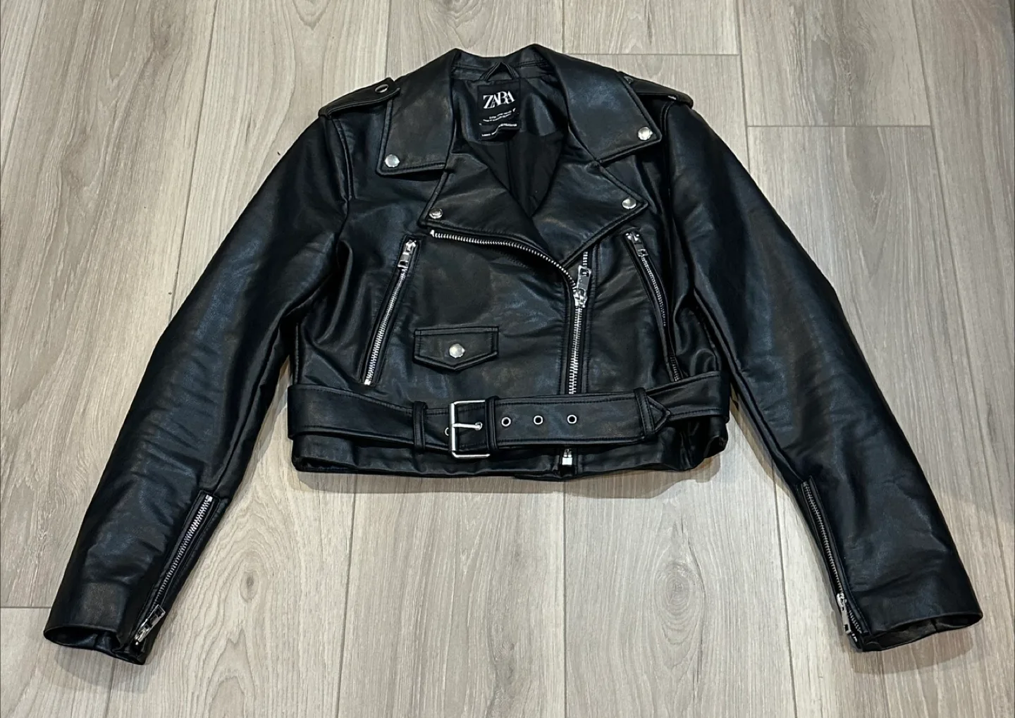 Zara Faux Leather Biker Jacket image indicator(2)