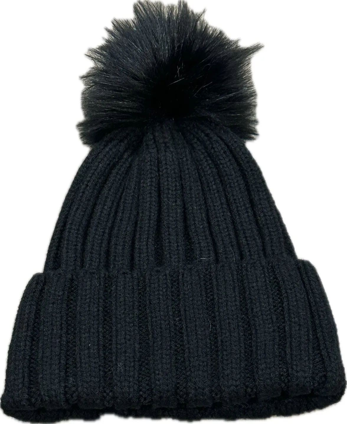 Aritzia Sunday Best Real Faux Fur Pom Cuffed Beanie | Black image indicator(4)