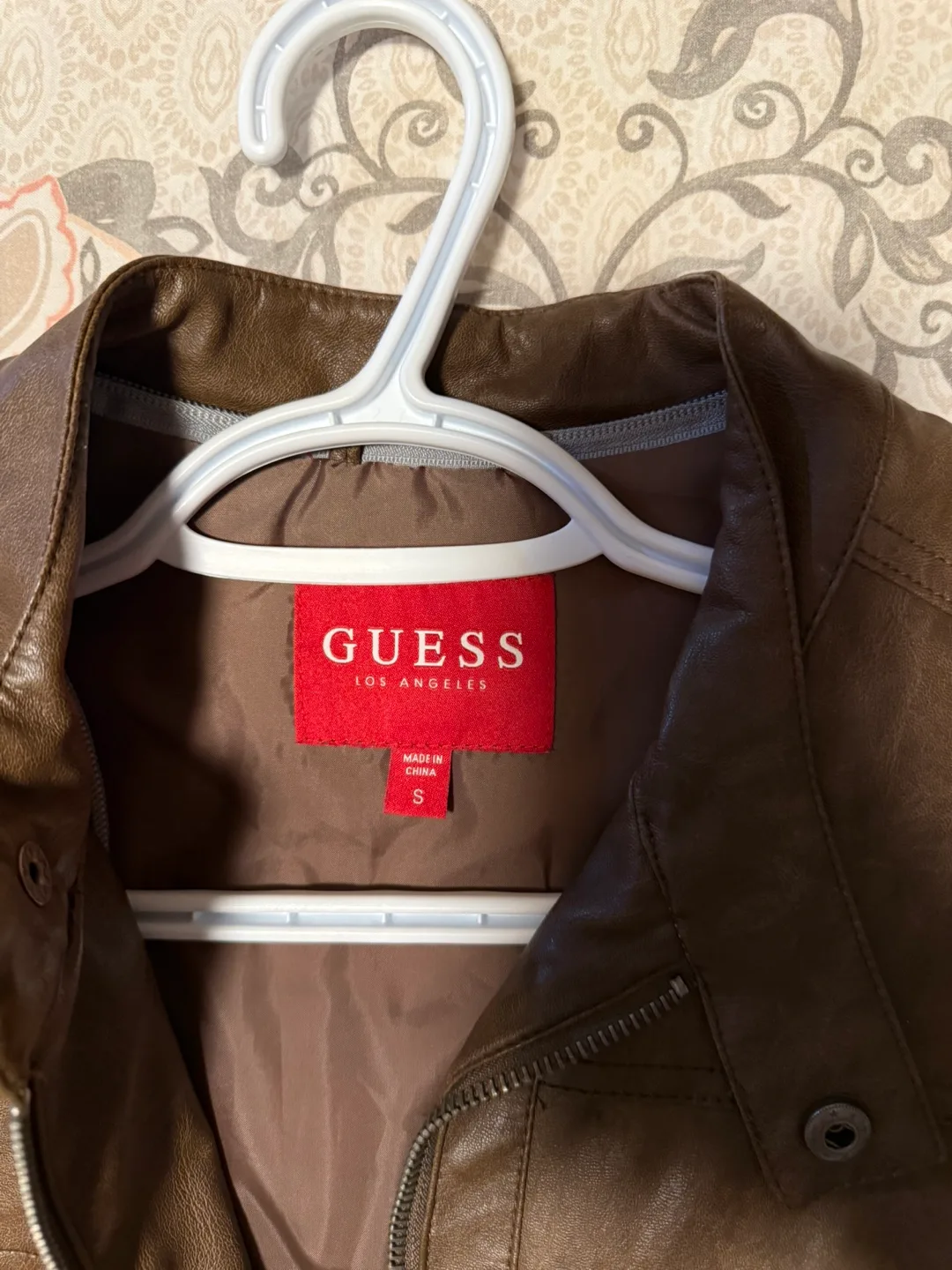 Men Guess Brown Leather Jacket, Size S🥕 image indicator(4)