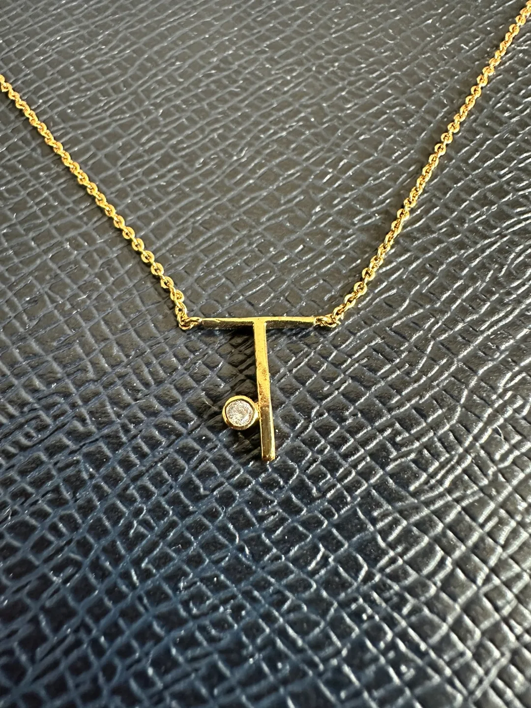 Gold Tone Dainty Initial Necklace “T” image indicator(3)