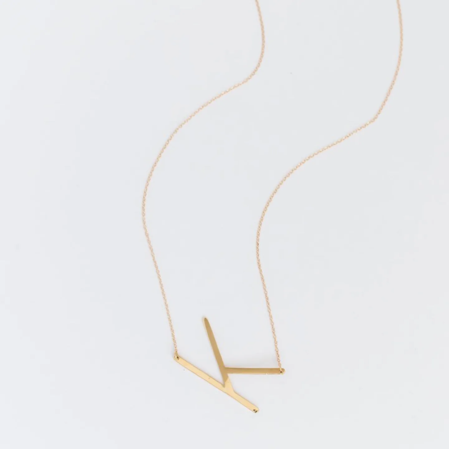 Gold Tone Initial Necklace “K” thumbnail