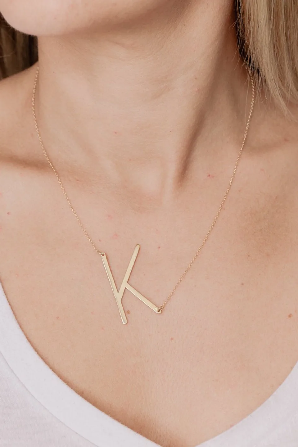 Gold Tone Initial Necklace “K” image indicator(2)