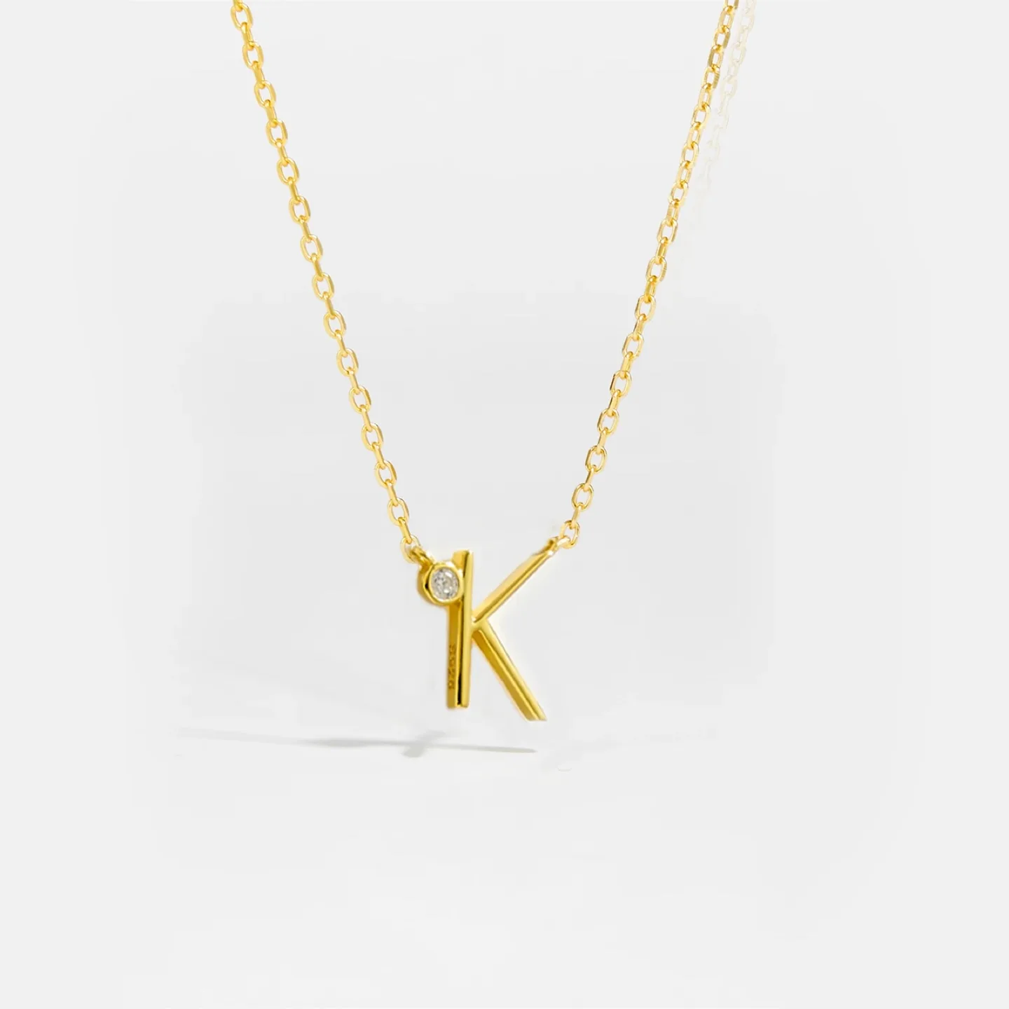 Gold Tone Dainty Initial Necklace “K” thumbnail