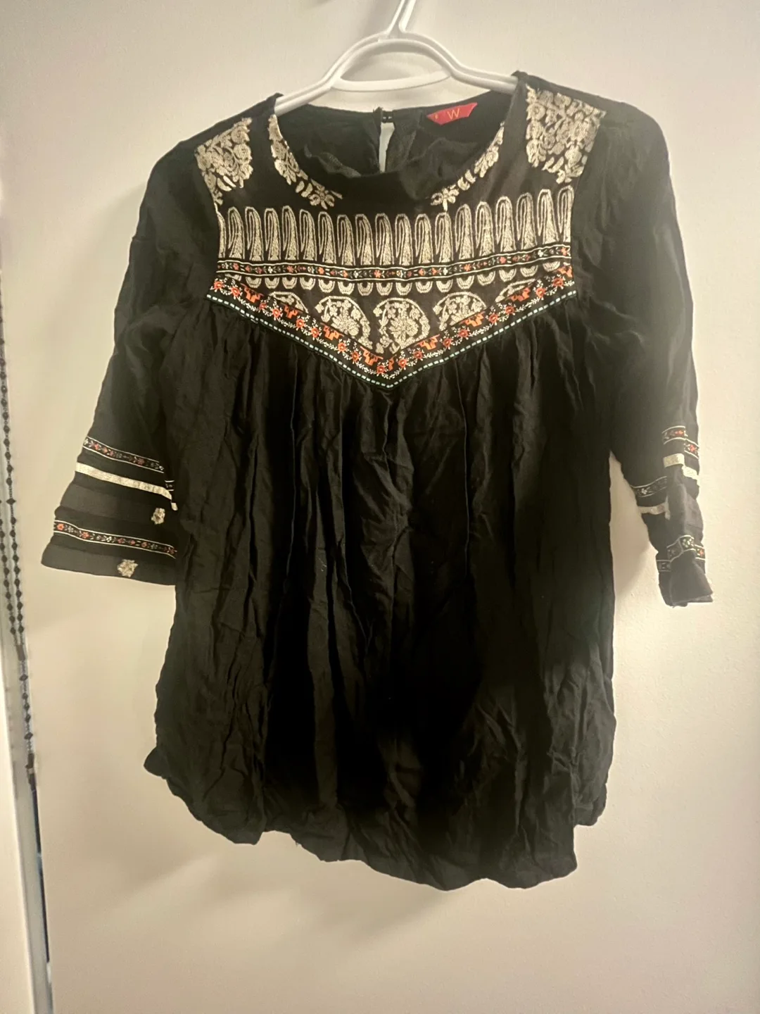 GW Black Embroidered Tunic Top thumbnail