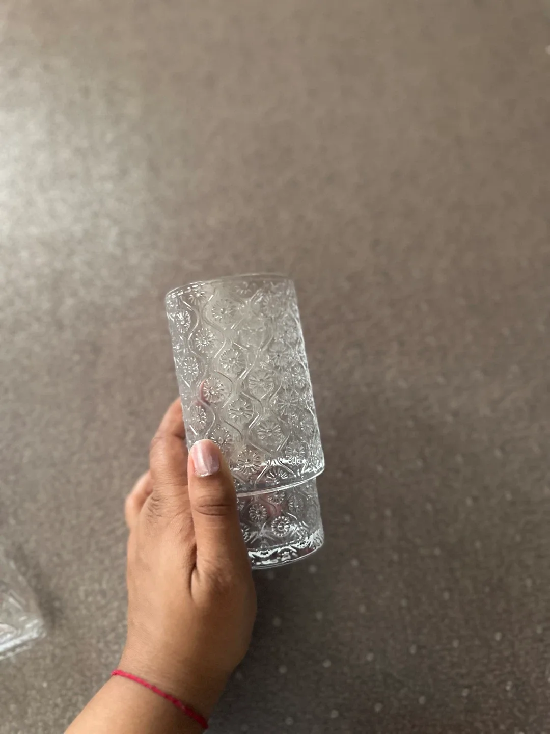 Tall Glass Cup with Moroccan Floral Pattern thumbnail