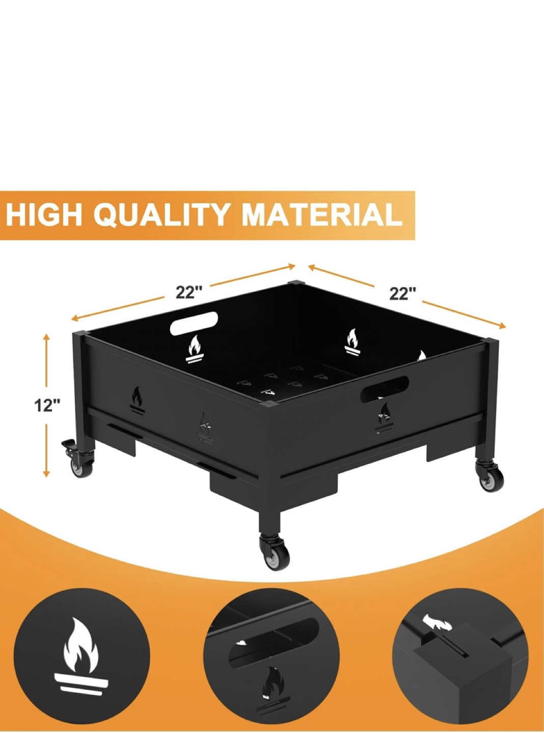 Portable Fire Pit with Wheels & Carry Bag - photo 2