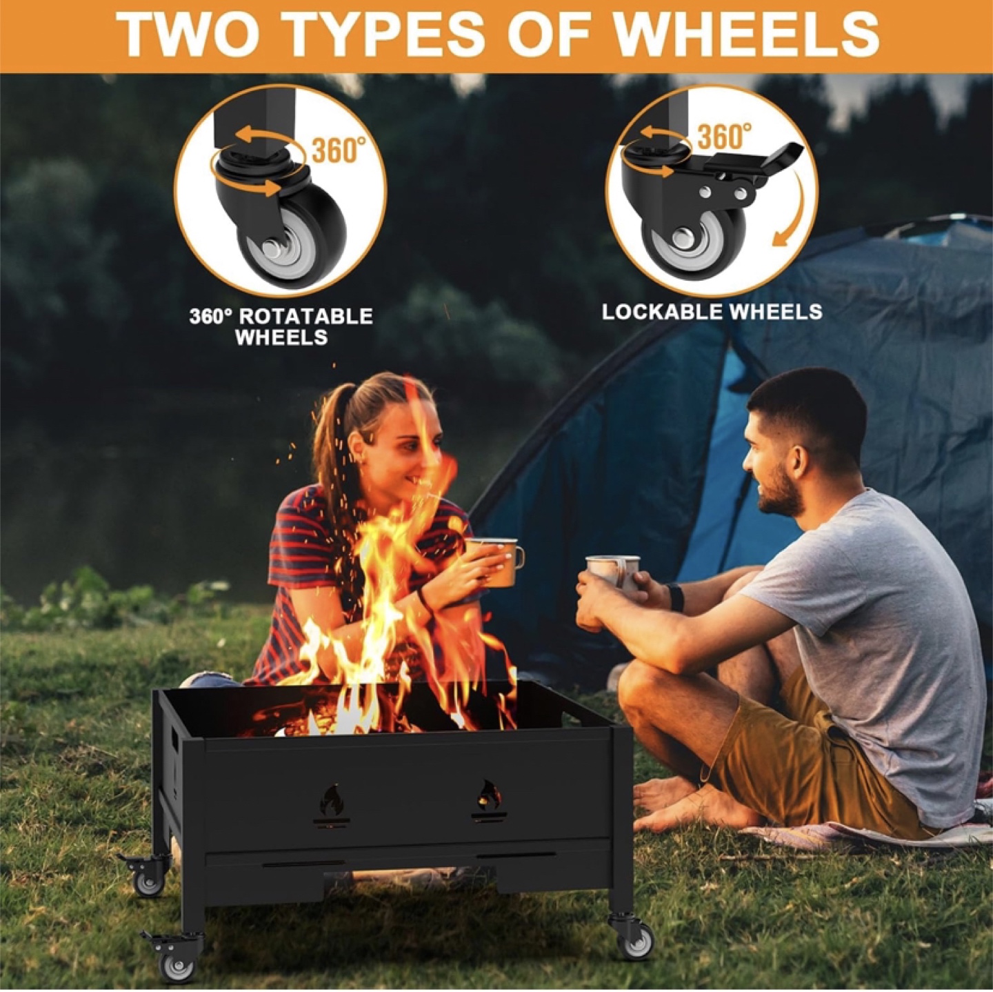 Portable Fire Pit with Wheels & Carry Bag - photo 5
