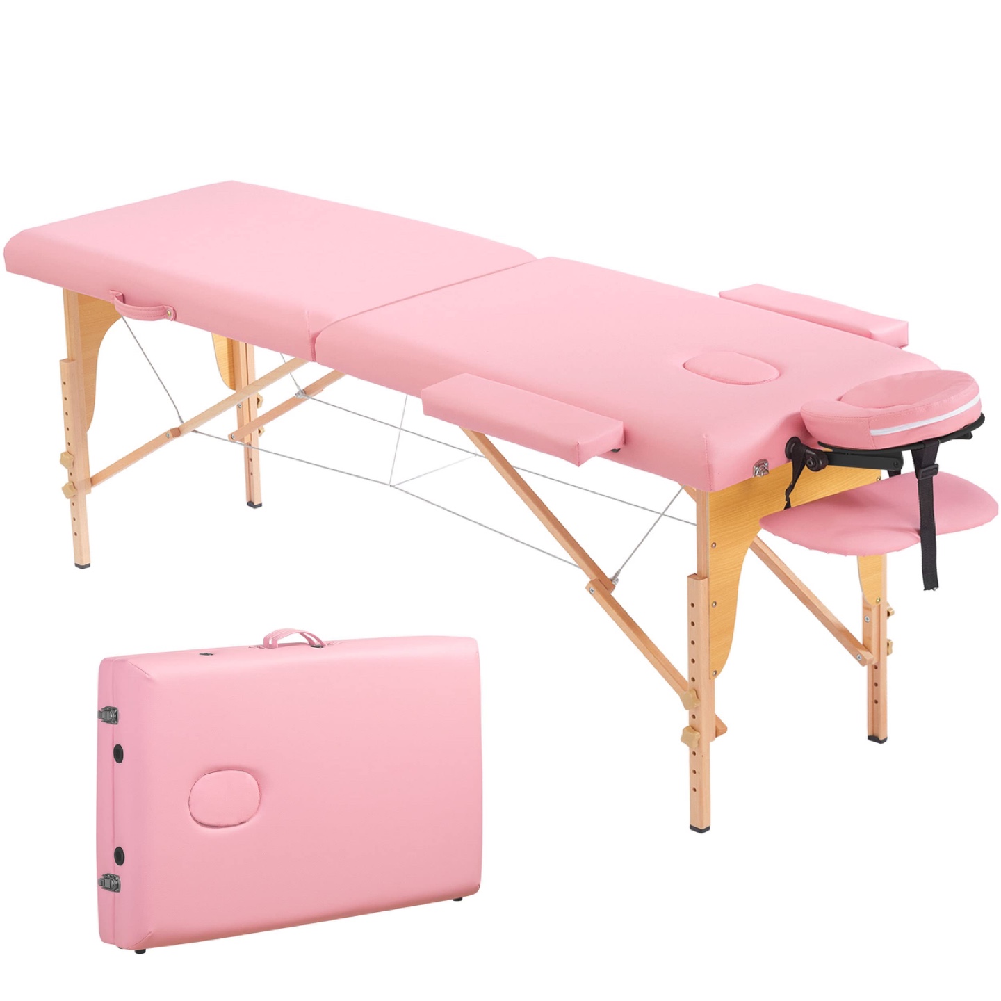 Pink Portable Massage Table with Carrying Case