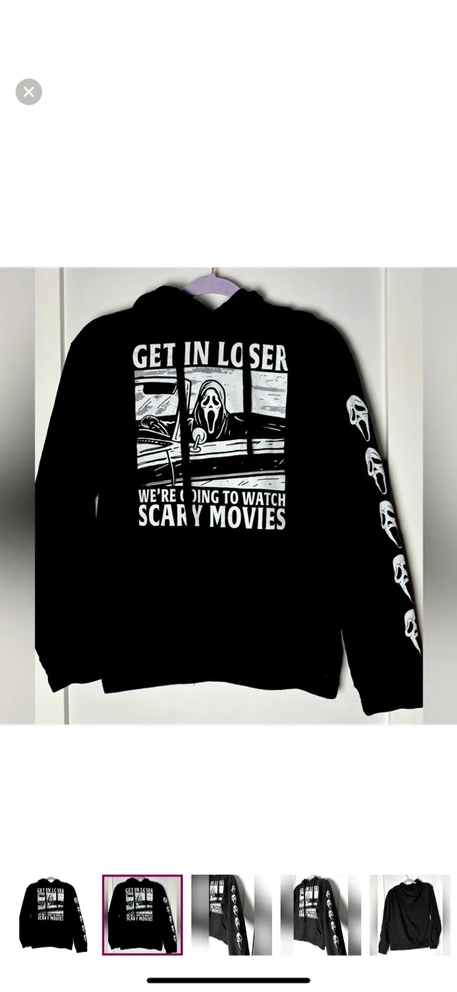 Ghost Face “Get in Loser” Halloween Hoodie image indicator(2)