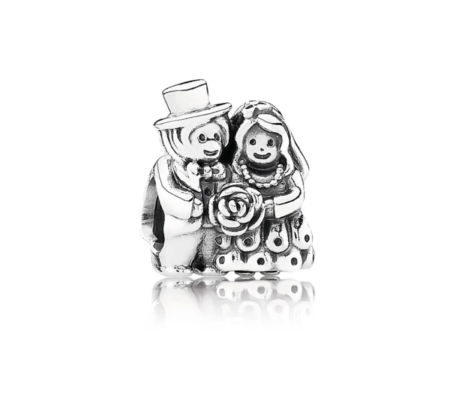 Pandora Retired Sterling Silver Mr. and Mrs. Wedding Charm thumbnail