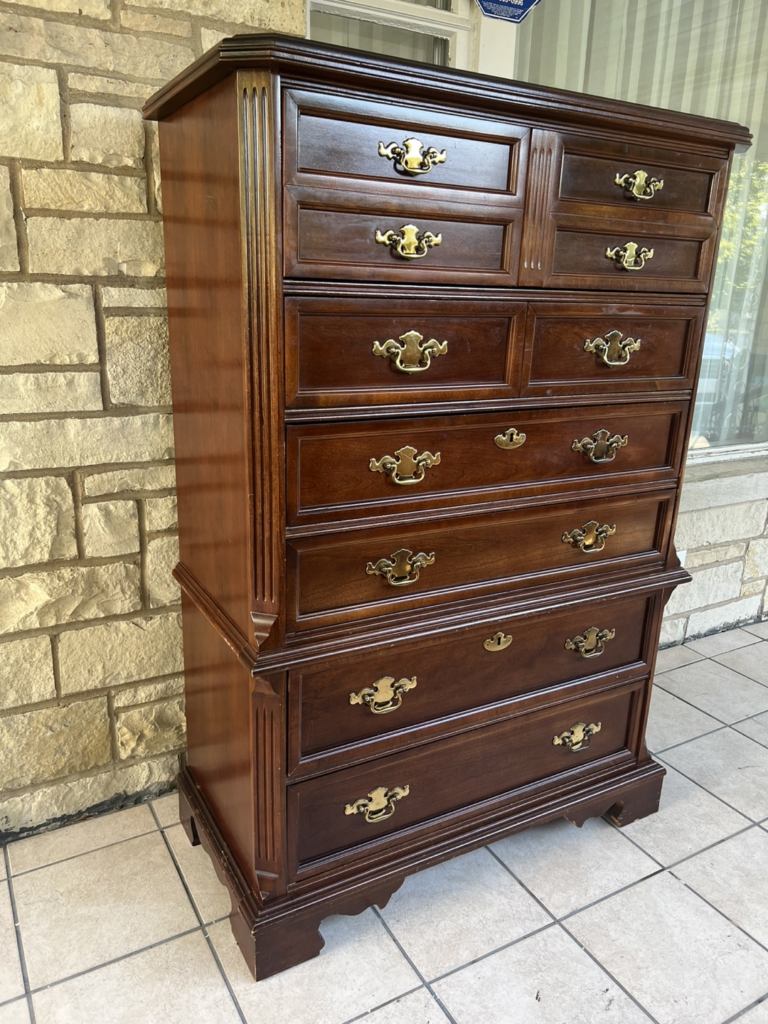 Bassett Tall Wooden Dresser with Gold Handles - photo 2