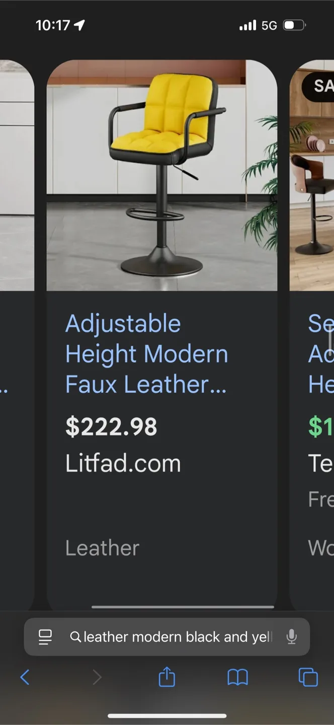 Modern Black & Yellow Bar Stool image indicator(5)