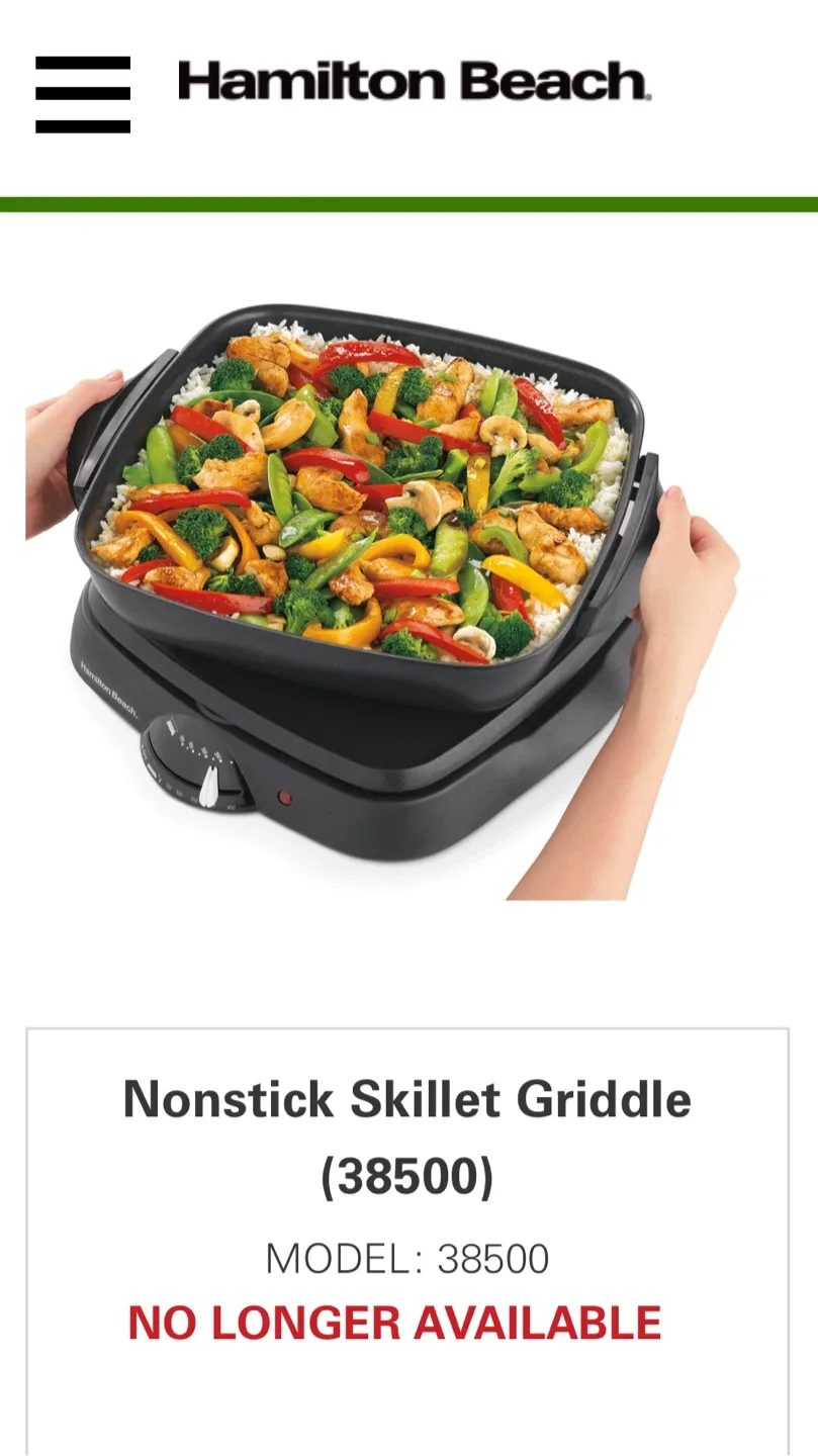 Hamilton Beach Nonstick Skillet Griddle 38500