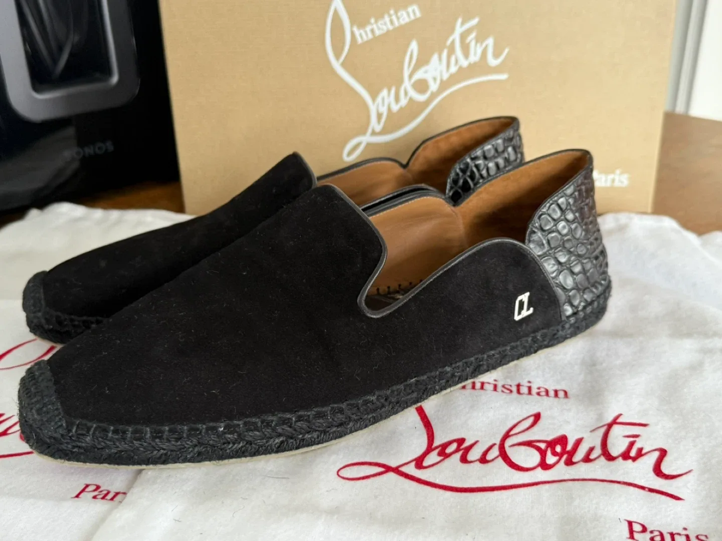 CHRISTIAN LOUBOUTIN Black Espadon Flat Crosta Clf Ali Black Men thumbnail
