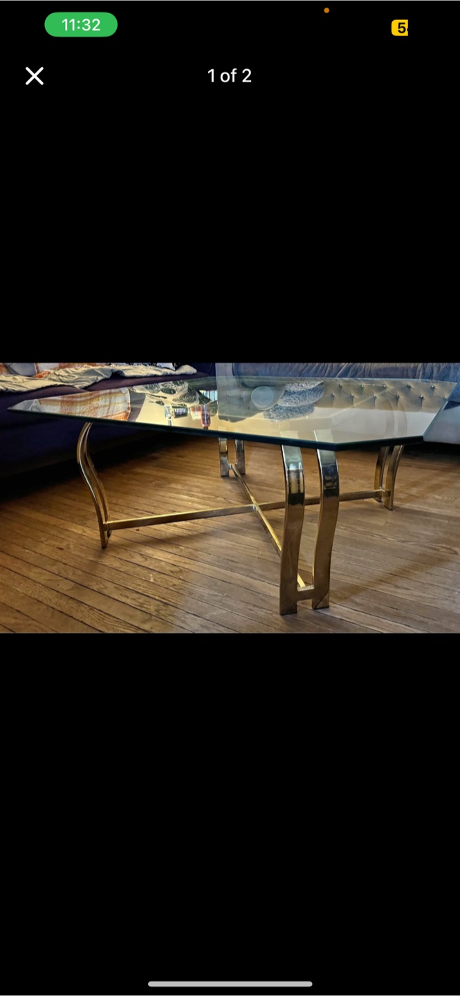 Glass Top Coffee Table with Gold Frame - photo 4