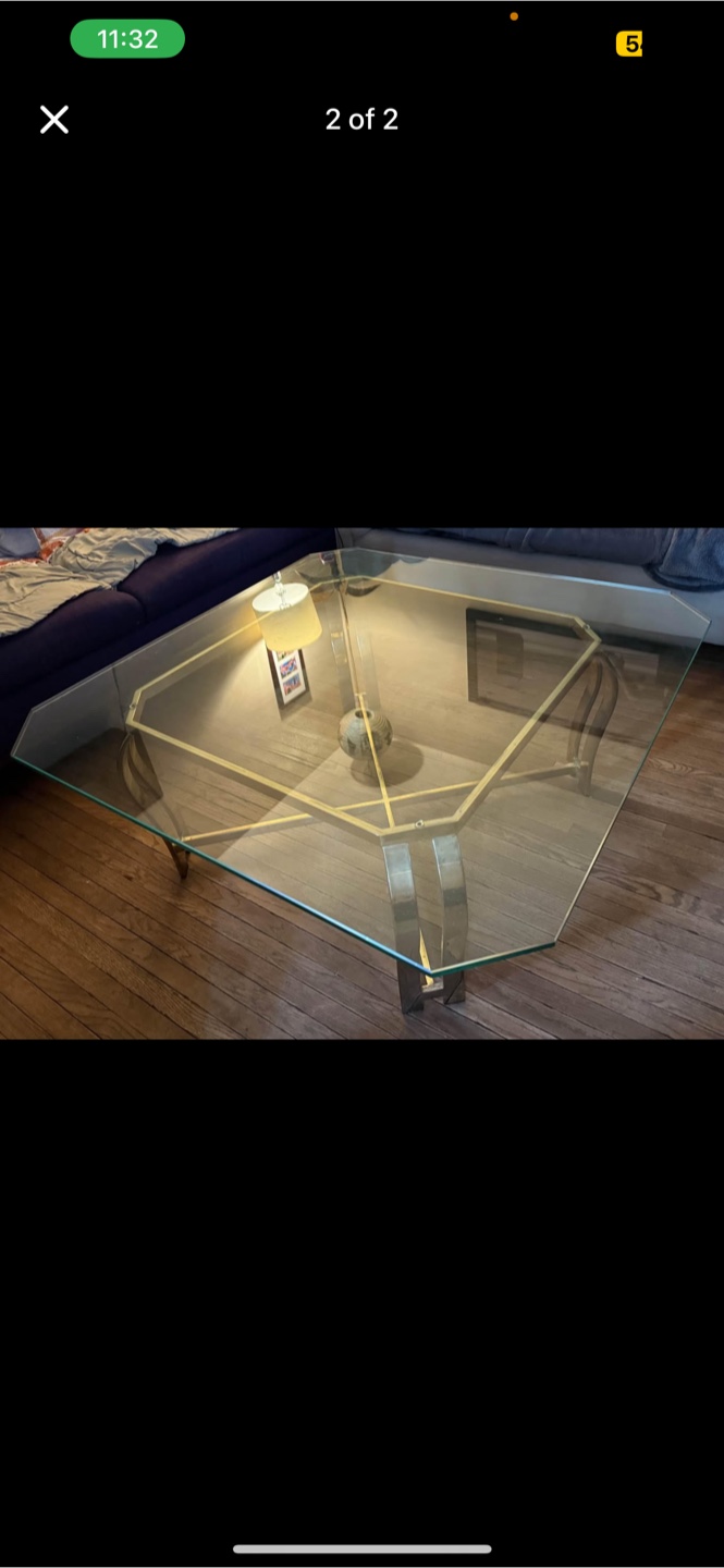 Glass Top Coffee Table with Gold Frame - photo 3