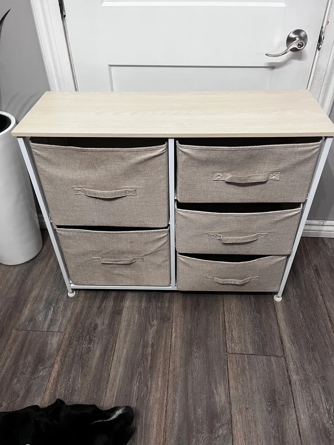 5 Drawer Storage Dresser - Beige Fabric Bins thumbnail