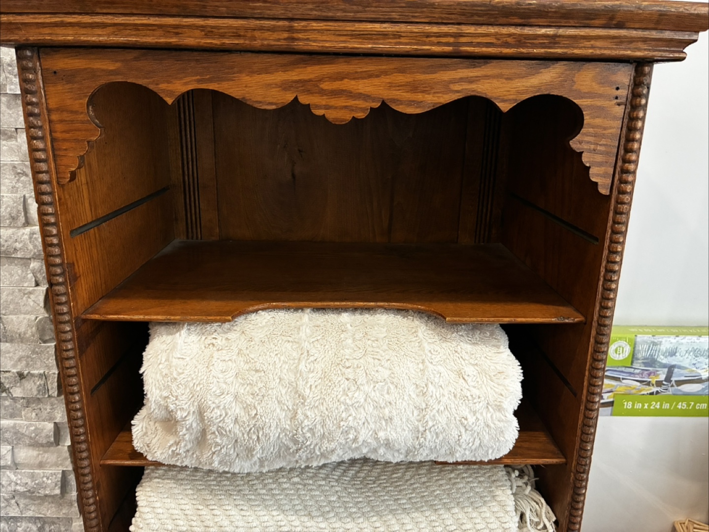 🥕Antique Solid Wood 19th Century Blanket Chest with Mirror - photo 2