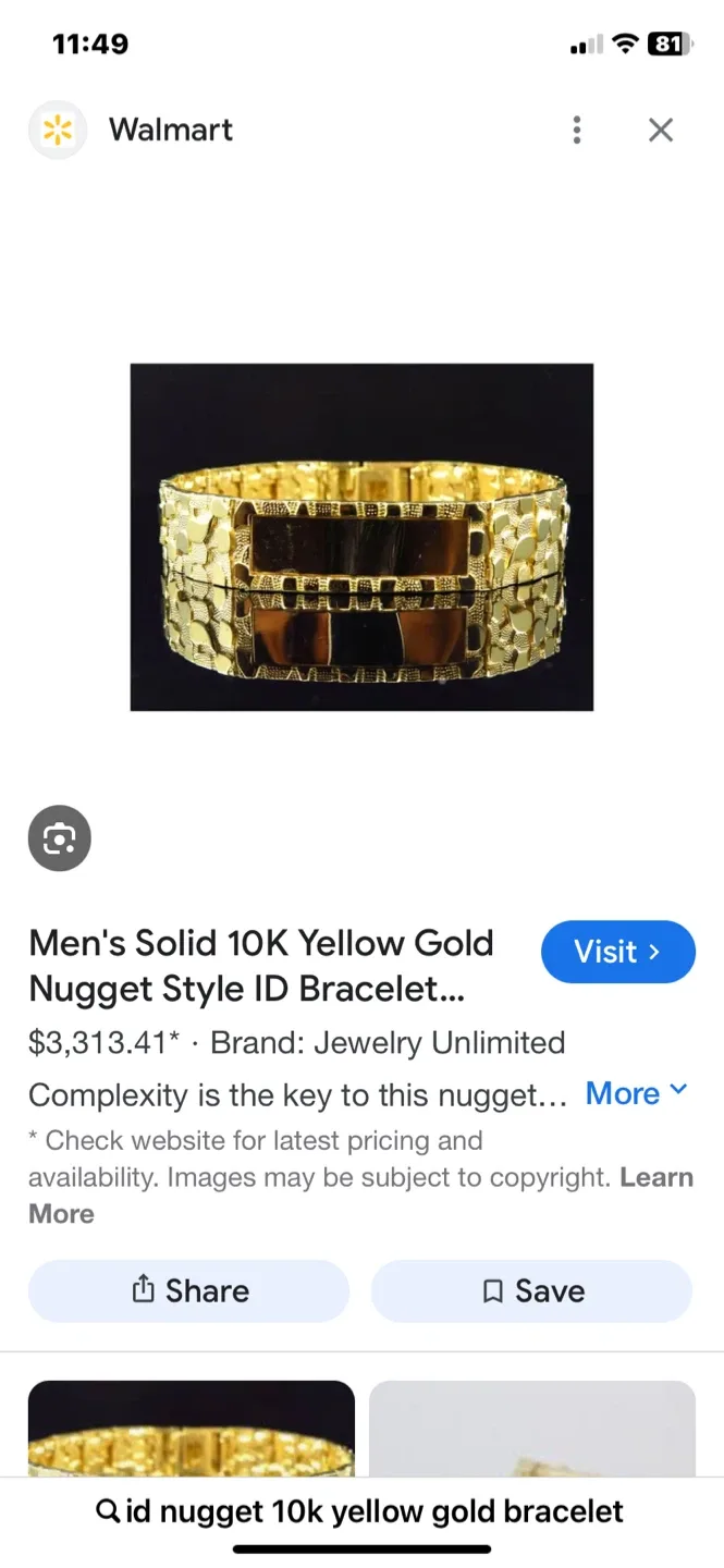 Men's 10k Yellow Gold Nugget ID Bracelet image indicator(5)