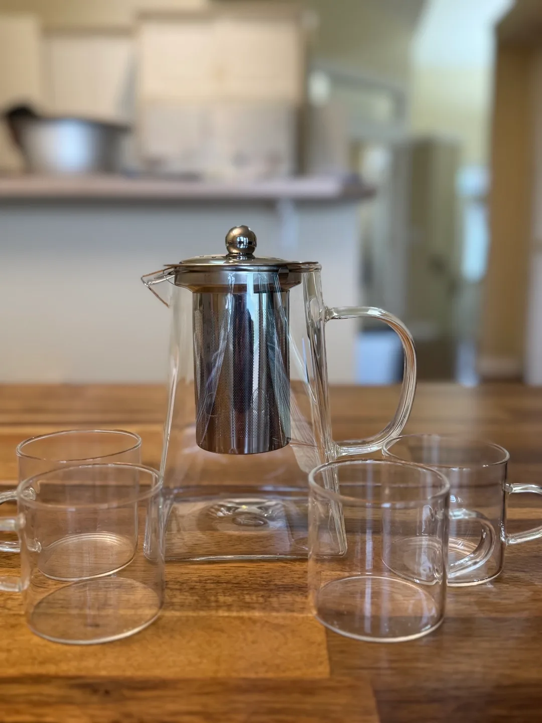 Glass Teapot Set with 4 Cups - NEW 950ml image indicator(2)