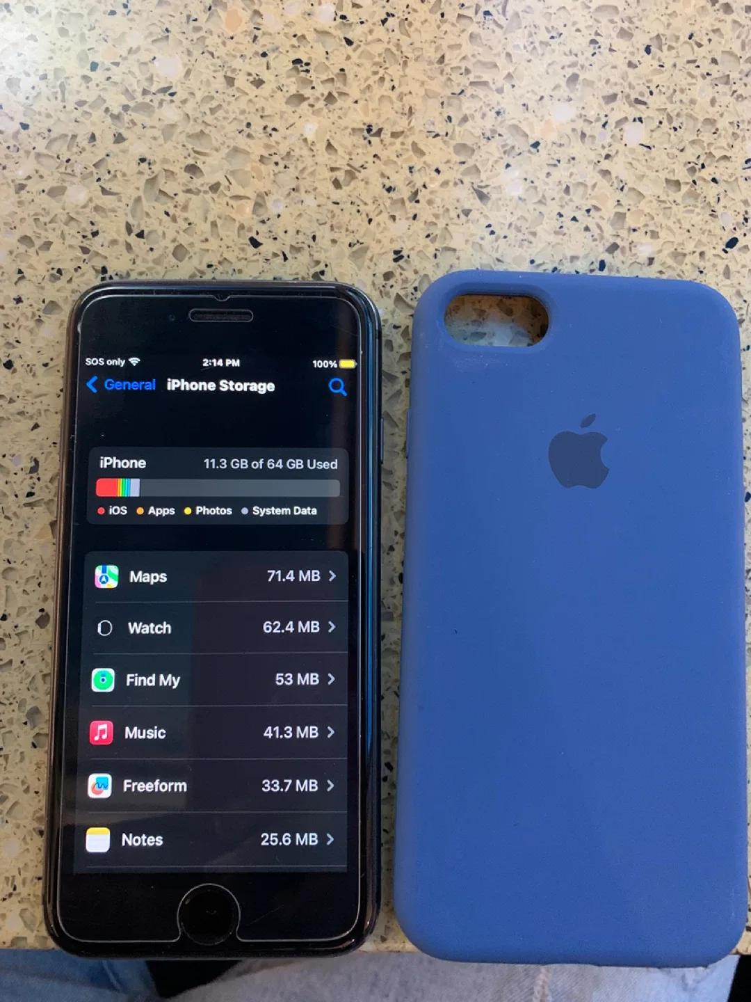 iPhone 8 64gb with Blue Case - Cracked back image indicator(6)
