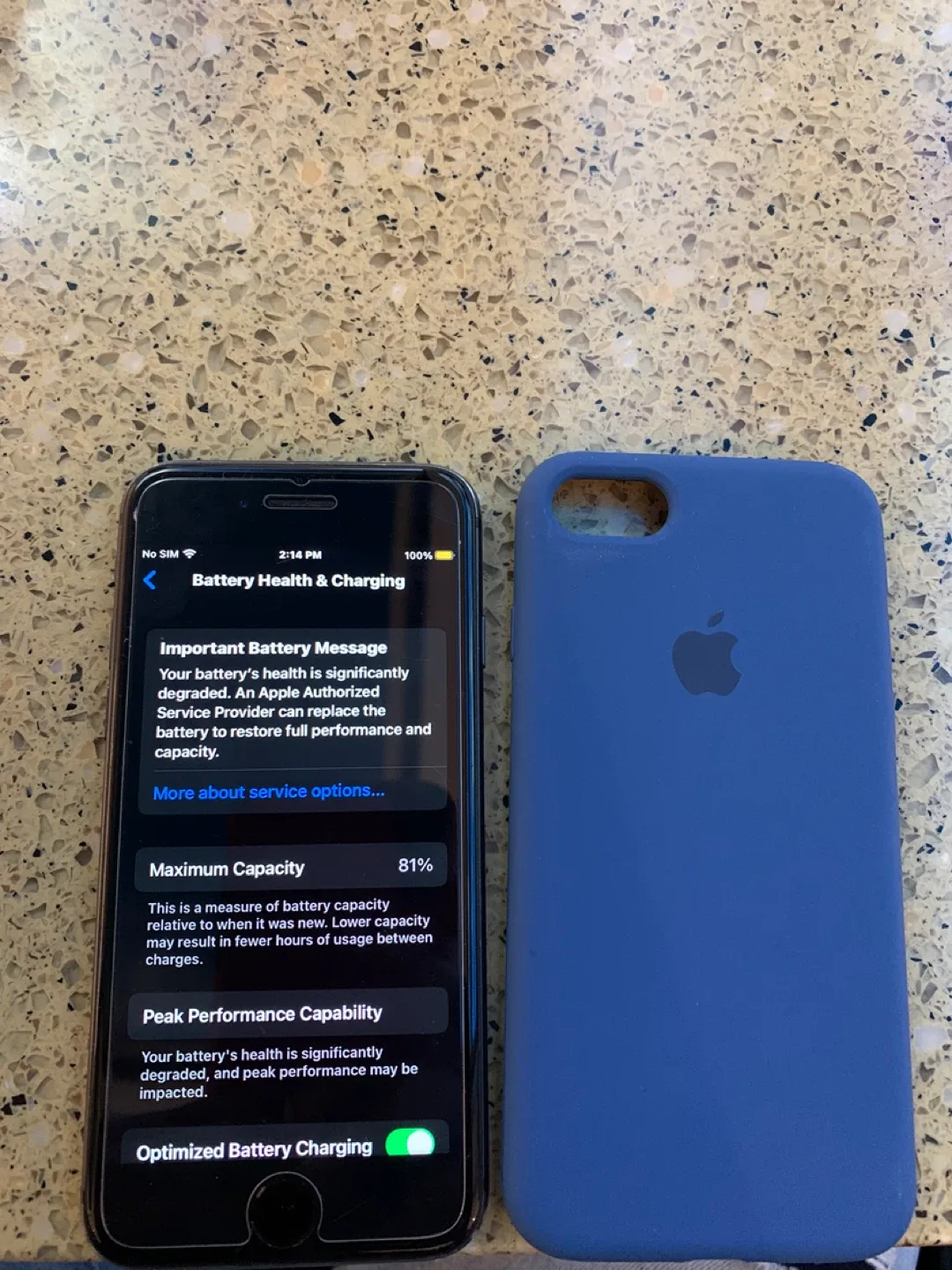 iPhone 8 64gb with Blue Case - Cracked back image indicator(7)