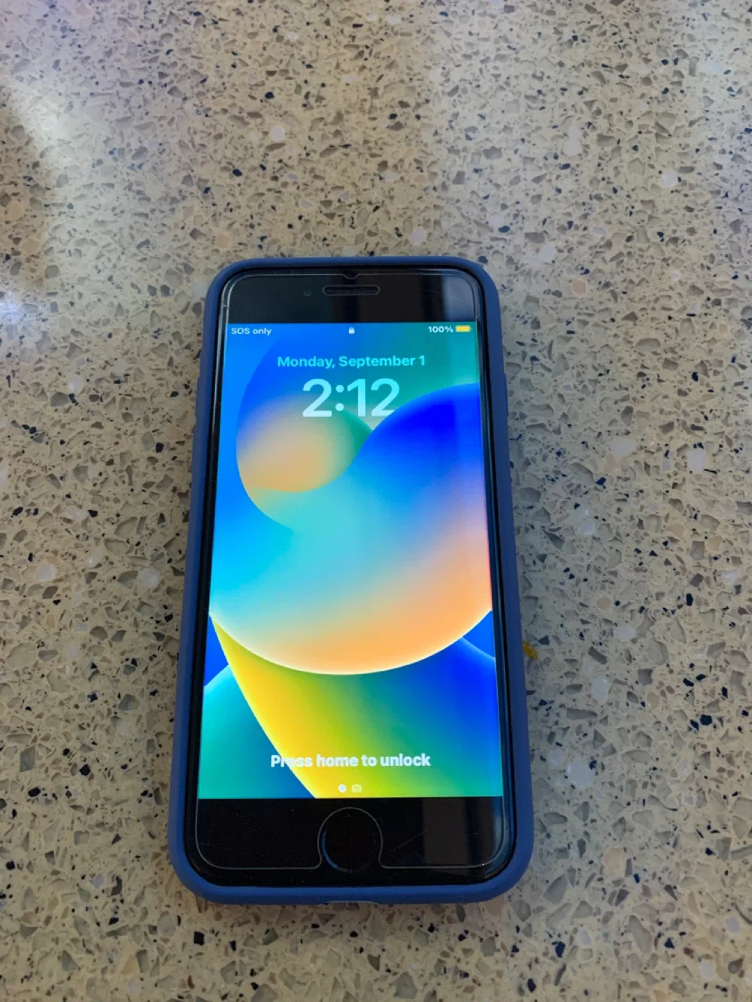 iPhone 8 64gb with Blue Case - Cracked back image indicator(8)