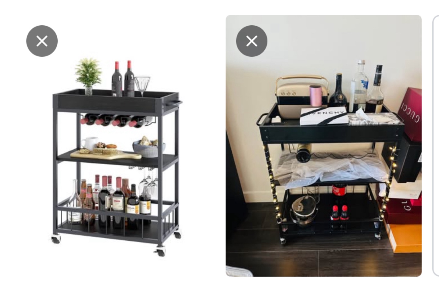 Black Rolling Bar Cart