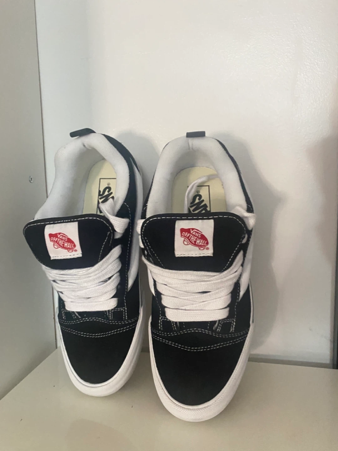Vans black and white sneakers with box