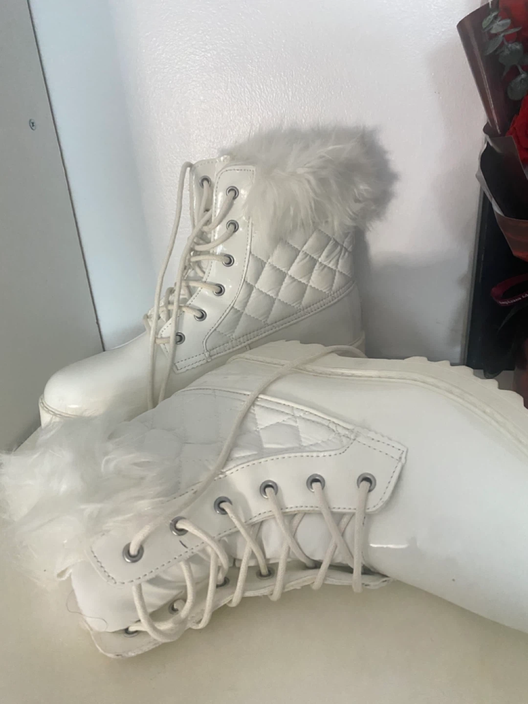 White Fur Trim Winter Boots