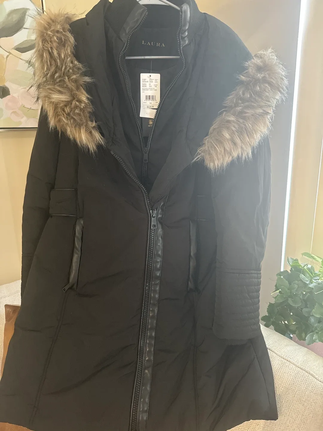 Laura Coat Size 14 - Black with Faux Fur image indicator(3)