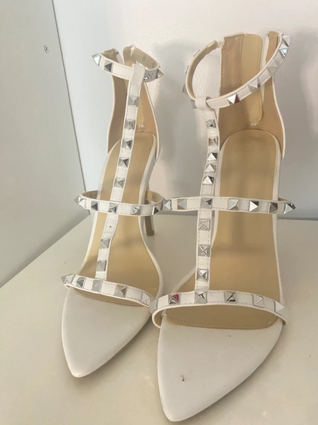 White Studded Heels - photo 4