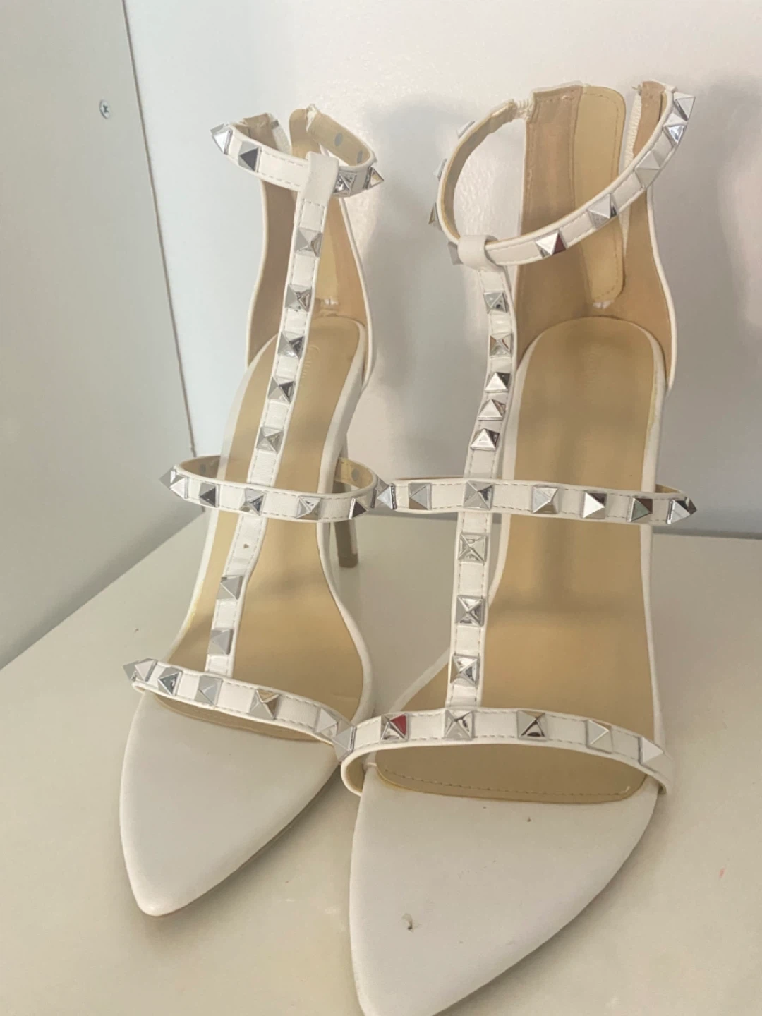 White Studded Heels - photo 3
