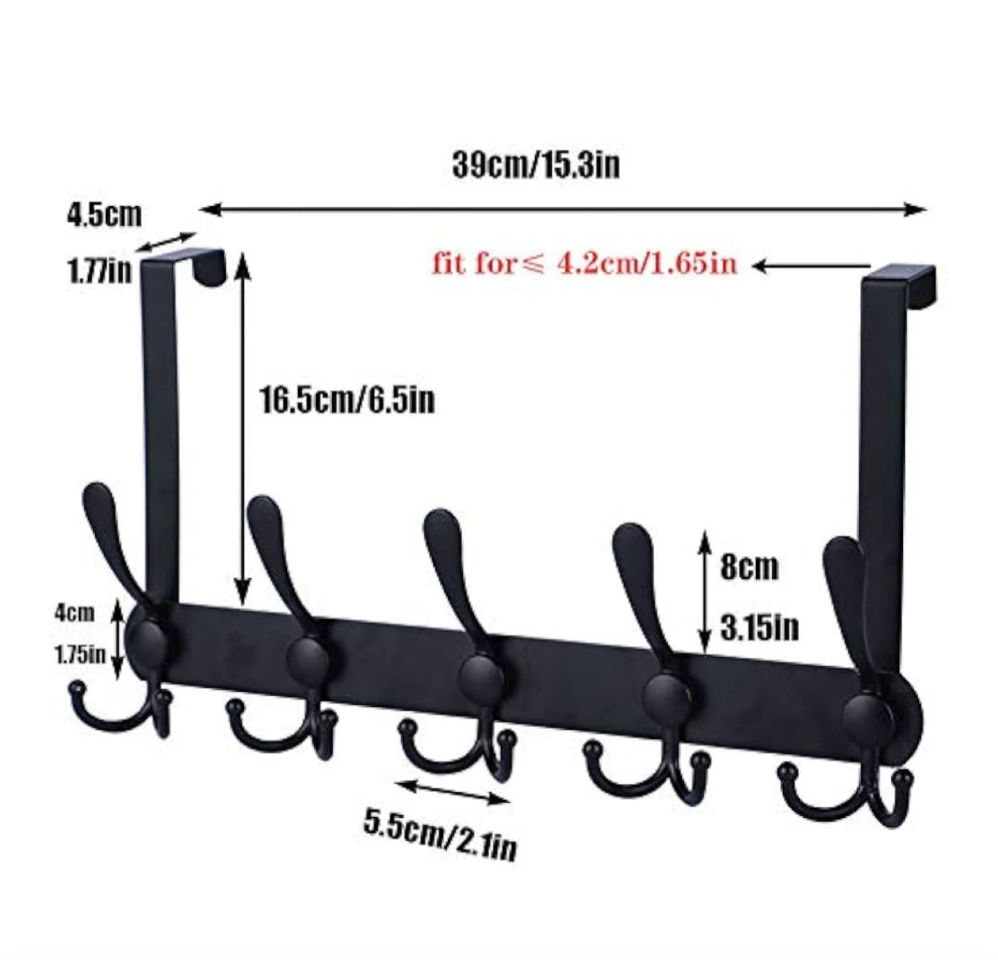 Black Encozy Over The Door 5 Hooks Rack - photo 3